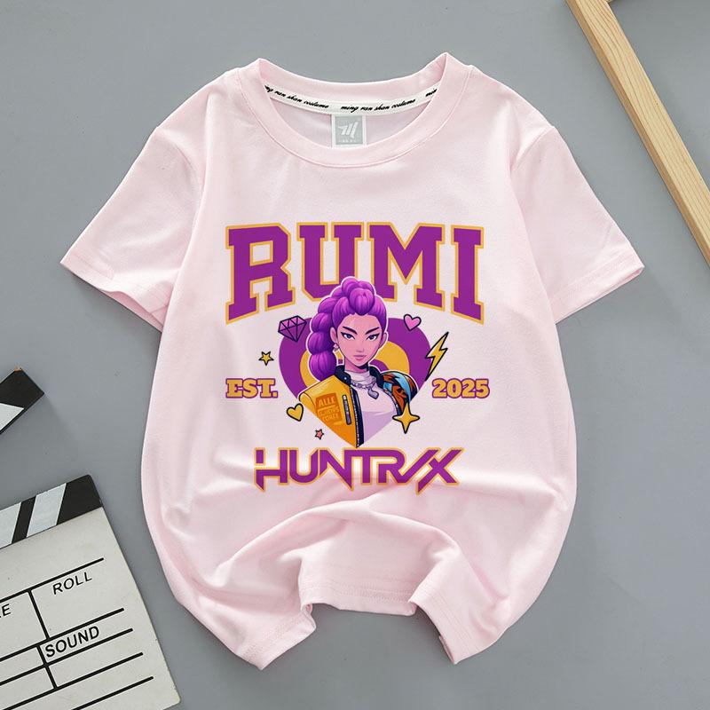 Детская одежда Kpop Demon Hunters Футболка с коротким рукавом Kpop Demon Hunters Футболка Tiger Harajuku для мальчиков и девочек Подарок