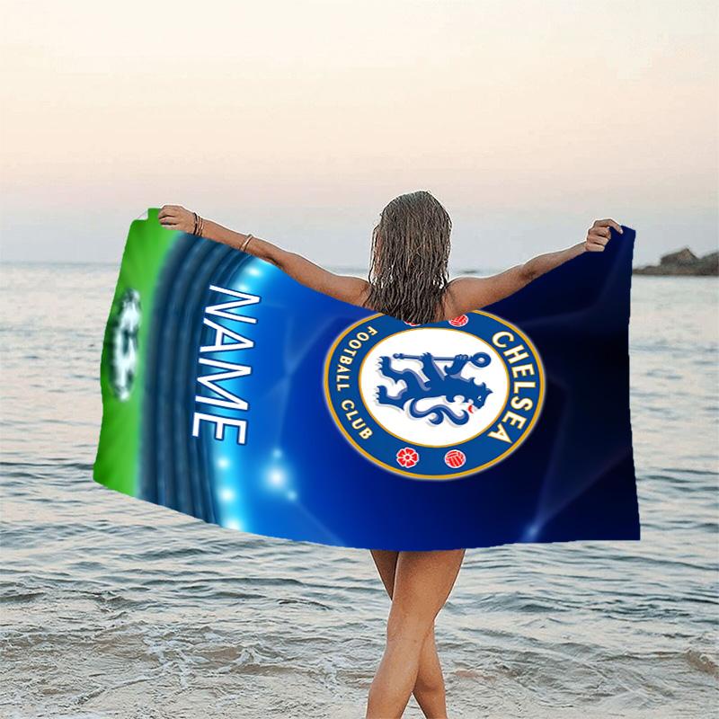 1pc Football25 Beach Towel with Custom Name, Beach/Swimming/Bath/Picnic/Camping Towel, Suitable for Seaside Beaches