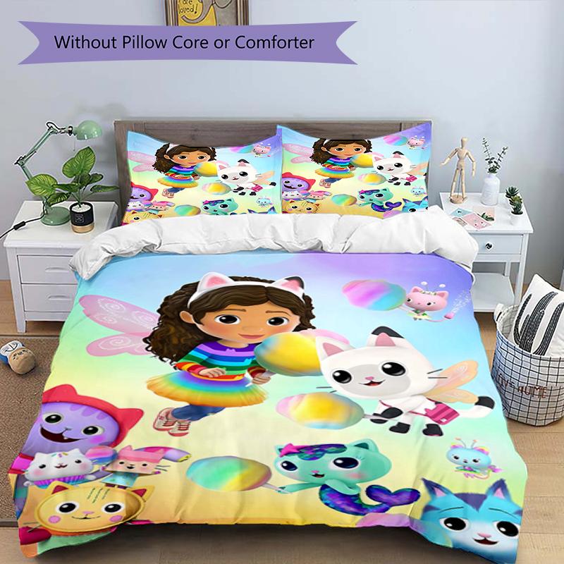 3pcs Gaby's Bubble House4 Design Cover Set - HD Printed Bedding with 1 Cover and 2 Pillowcases - Perfect for Home and Dorm Decor