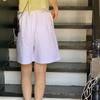 New Arrivals Open Run Women Wide Cotton Shorts 4th Pocket