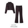 Kaslead New Women Clothes Western Style Contrast Color Inspection Line Short Coat Bootcut Trousers 1478390 1478290