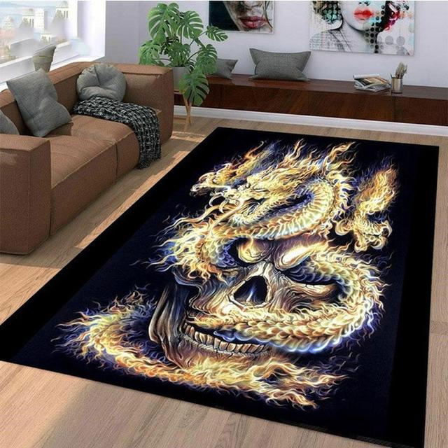 Dragon With Rose Pattern Pringting Rug Non -Slip Rug Floor Mat Doormat Carpet For Bedroom Living Room Rugs For Bedroom