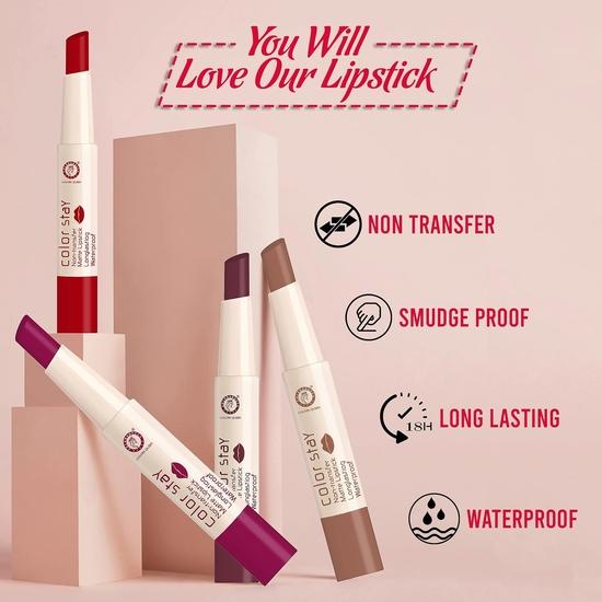 Colors Queen Color Stay Matte Lipstick Combo Set of 2 | Weightless Matte Finish with Smooth Application(Plum Pretty, On Mode & Coffee)