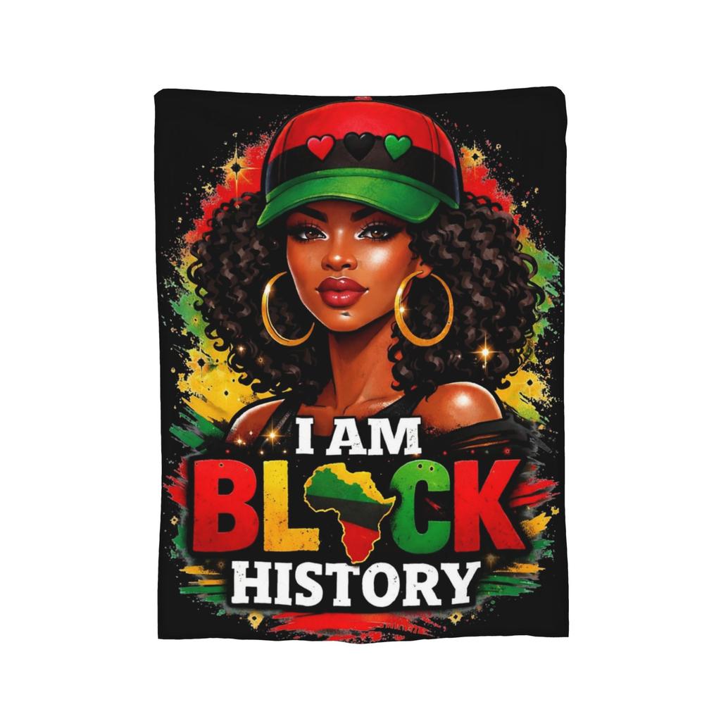 Black History - Black And White Typographic Blanket Wool Funny Warm Throw Blankets for Bedding Lounge Spring/Autumn