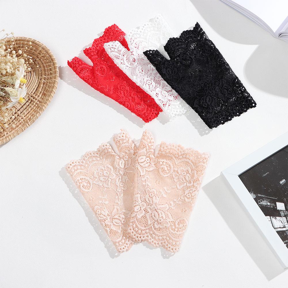 Fashion Sunscreen Half Finger Lace Gloves Driving Gloves Short Gloves Fingerless Mittens