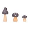 3Pcs/Set Mushroom Crafts Innovative Cute Wooden Ornaments Home Office Desktop DecorationBrown