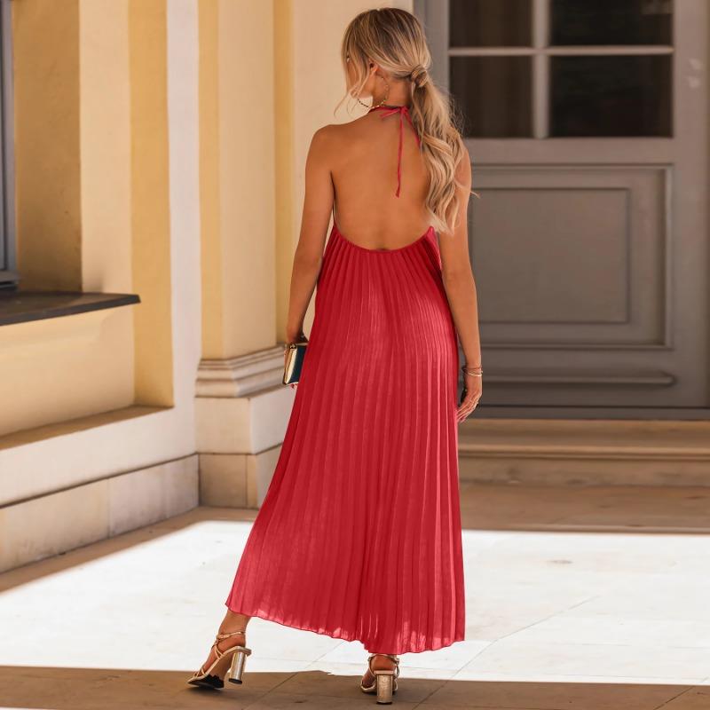 Women's A Hem Pleated Dress Beach Vacation Long Dresses