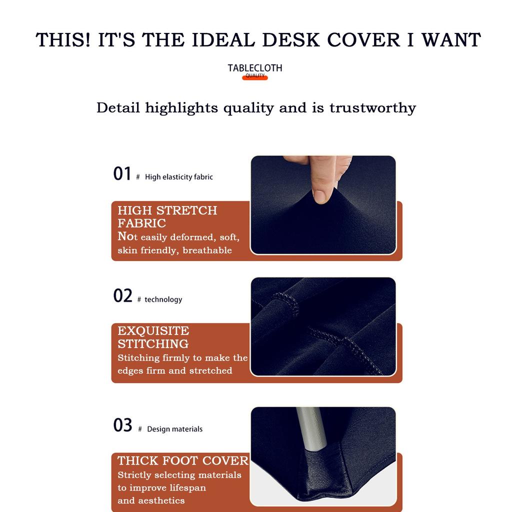 6 Ft Stretch Fitted Tablecloth Elastic Tablecloth With Leg Pockets Festive Table Decorations (Dark Blue)