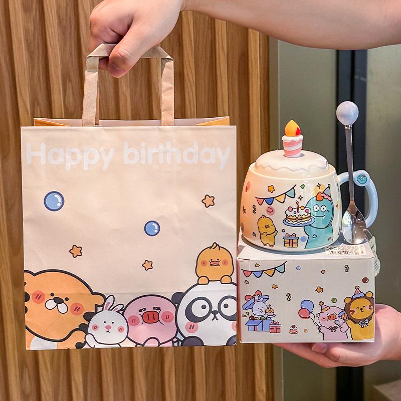 Креативная и милая мультяшная чашка для воды для пары, высококачественная керамическая кружка с крышкой, подарок на день рождения, сувенир