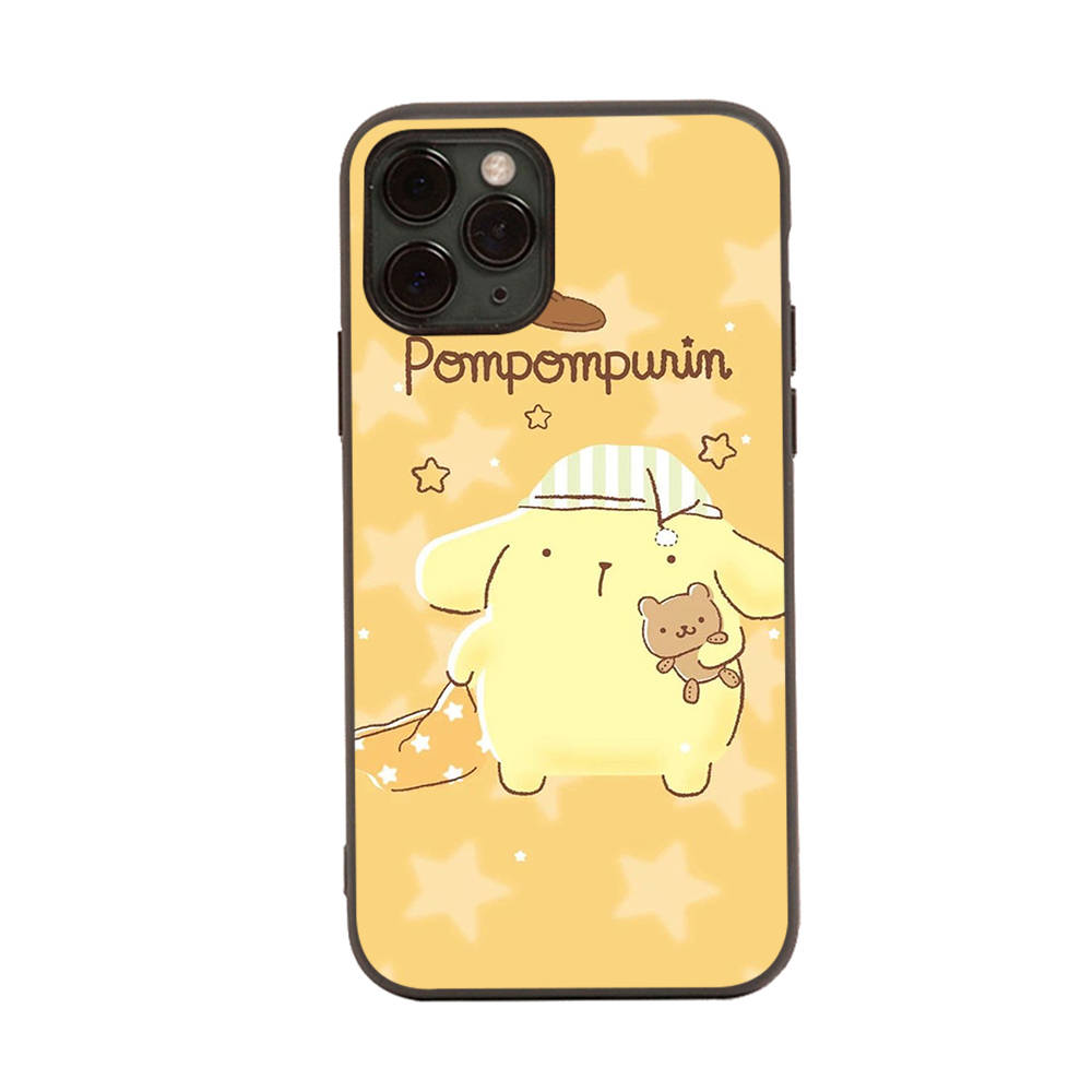 HK27 Мультяшный черный чехол Pompom Purin для iPhone 16 15 Plus 14 13 Pro 8 SE XR XS Max P30 Nova 5T Y5P Y6 Y7 Y8P Y9 Realme C30 C33 C31 VIVO Y36 V27