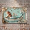 2d Flat 30*20cm, Relaxing Mermaid Wall Art, Wooden Decorative Plaque, Suitable for Home, Bar, Restaurant, and Event Decorations.