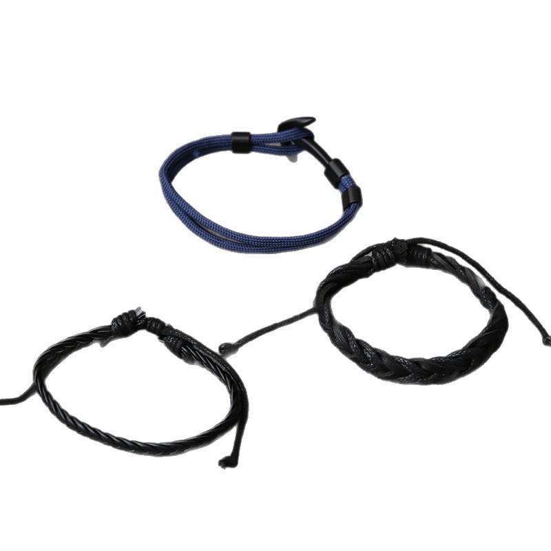 Винтажный европейско-американский плетеный кожаный мужской браслет-штурвал, сделай сам