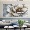 Золотая цветочная живопись на постере, печать на холсте, настенное искусство, абстрактная белая цветочная живопись, декор гостиной, домашний декор