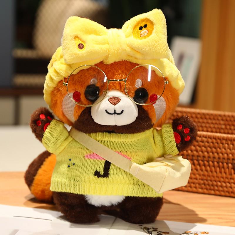 30cm Cute Raccoon Into Red Brown Red Panda Dress Up Plush Toy Plush Animal Soft Pillow Birthday Gift for Children