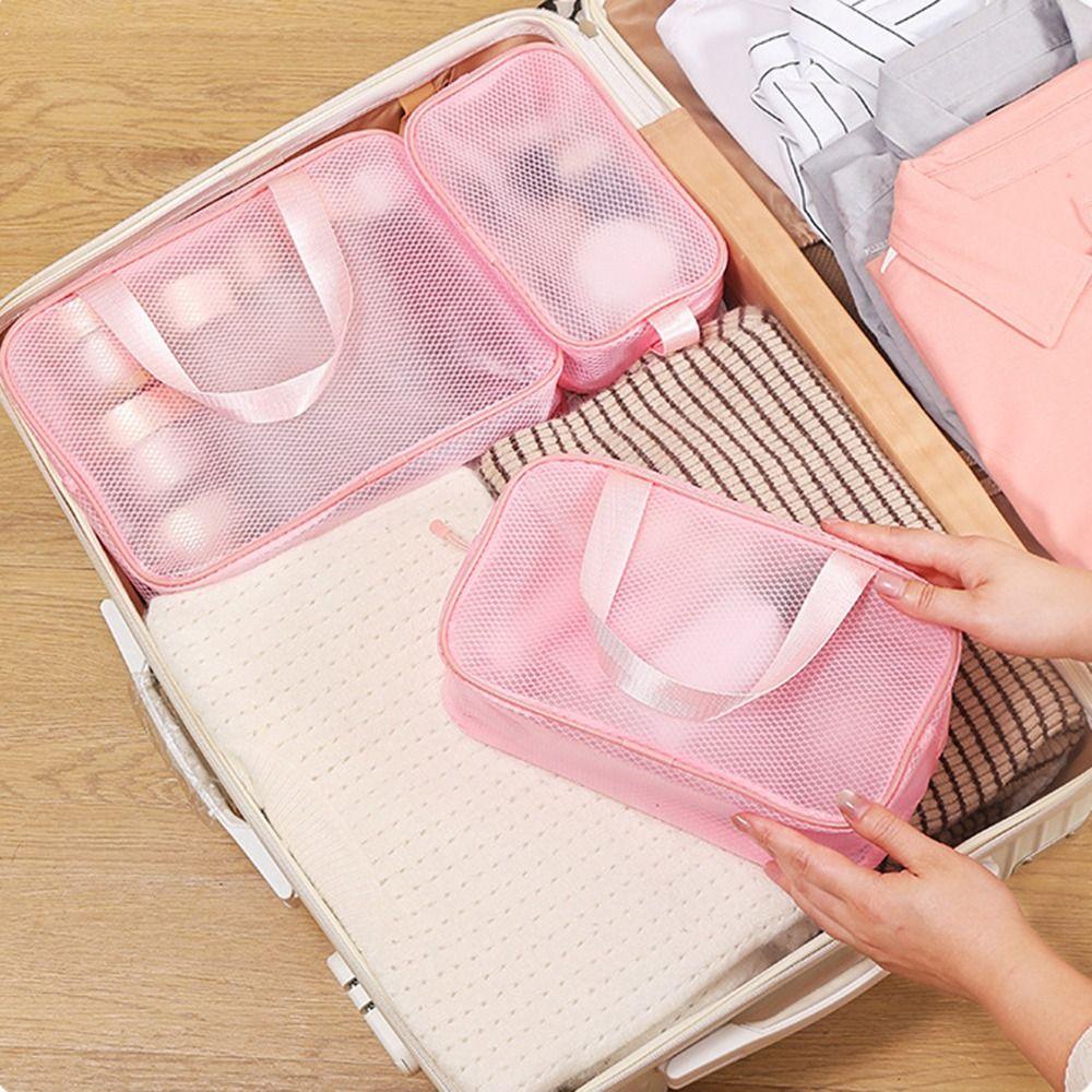 Handheld Mesh Makeup Bag Large Capacity Toiletry Kit Bag New Make Up Organizer Case  Travel