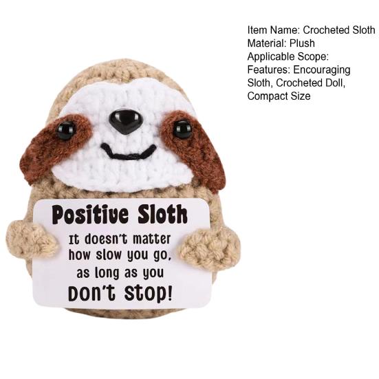 Вязаная крючком кукла-ленивец Мини с поощрительной открыткой Эмоционально-поднимающая поддержка