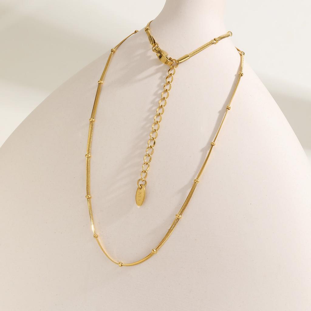 Stainless Steel Snake Ball Bead Chain Bracelet For Women, 18k Gold Plated Thin Link Layered Hand Wristband Christmas Gift