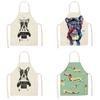Кухонный фартук с принтом мопса и бульдога, унисекс, нагрудник для ужина, забавный фартук из чистого хлопка, конопляный фартук, фартук шеф-повара 47X38 см, 68X55 см