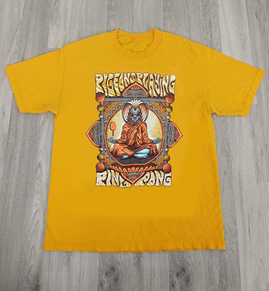 Pigeons Playing Ping Pong Concert Gold Unisex T-Shirt Cotton Men Women Unisex T-Shirt