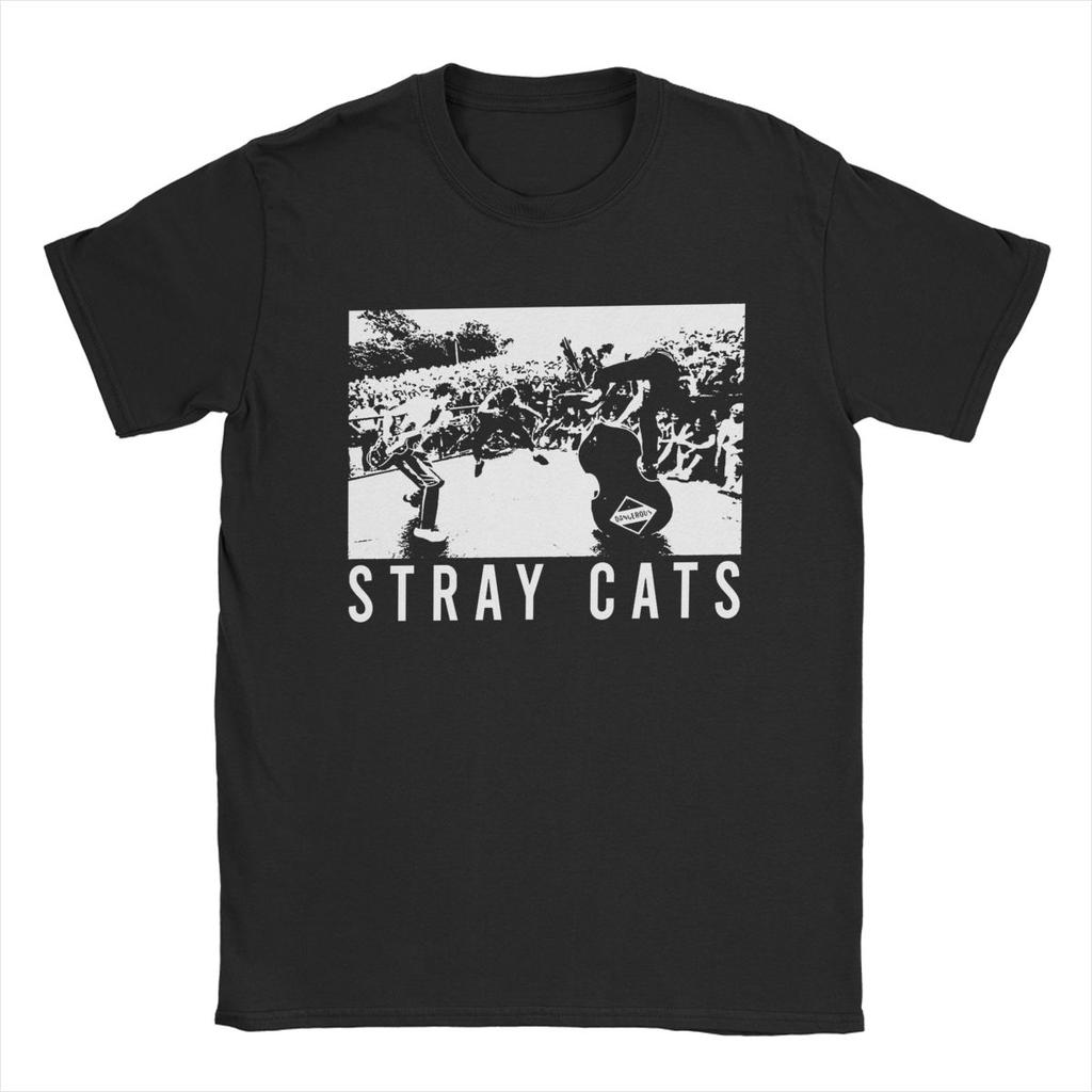 Новинка Футболки Stray Cats для мужчин с круглым вырезом, 100% хлопок, футболки с коротким рукавом, одежда больших размеров