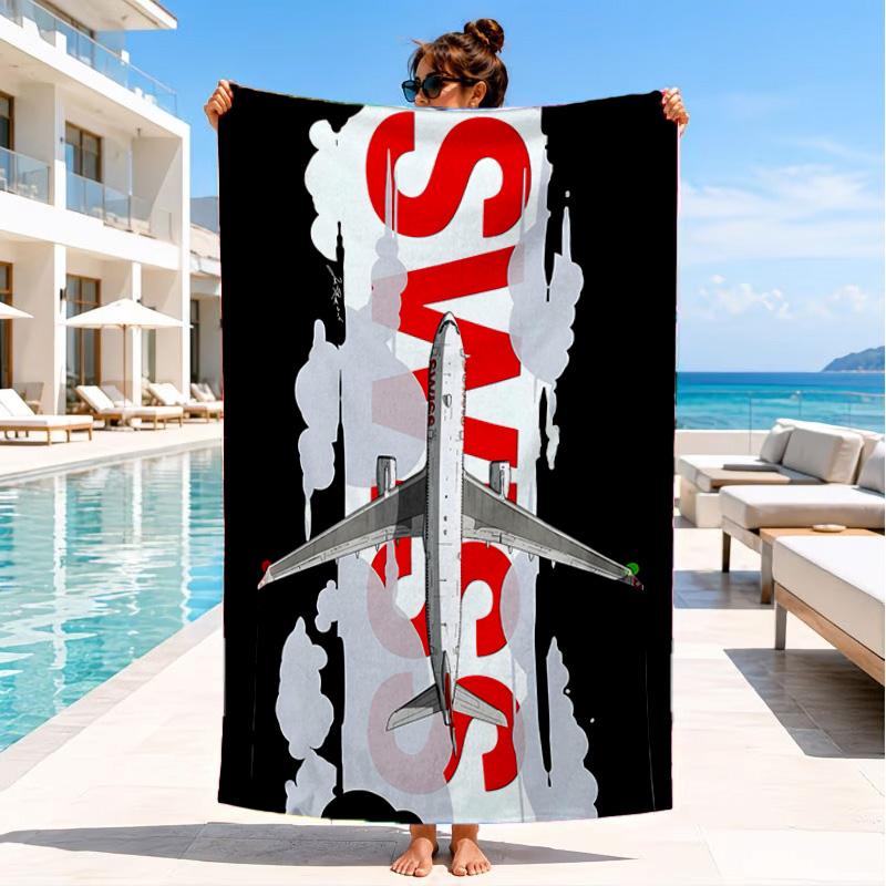 1PC Bo-eing Microfiber Beach Towel, Soft Lightweight And Quick-Dry, Ideal for Summer Travel, Beach Essential, Swimming Pool Gift