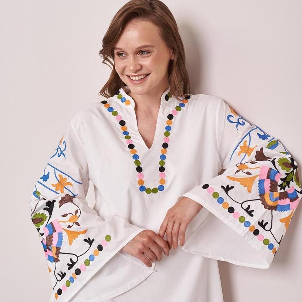 Women's Dress with Floral Embroidery In the Ukrainian Style Stephanie