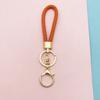 1PC Keyring Accessories Wrist Strap Gold Braided Key Holder Leather Keychain Woven Wristlet