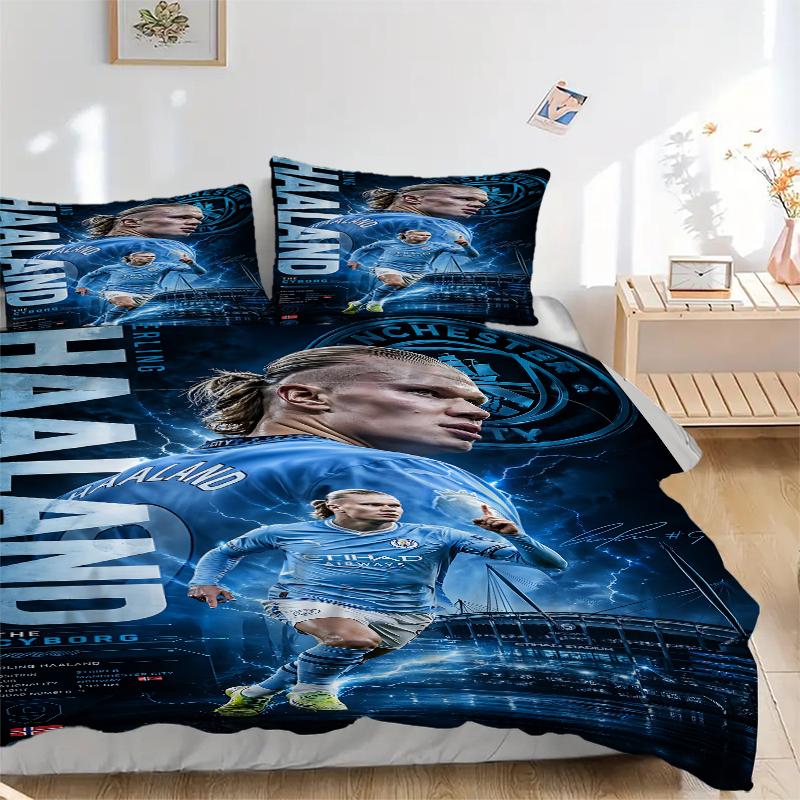 3Pcs Man City Haaland Poster Bedding Sets For All Sizes New 3D Printed Bed Cover Comforter Duvet Cover Pillowcase Bedroom Decoration