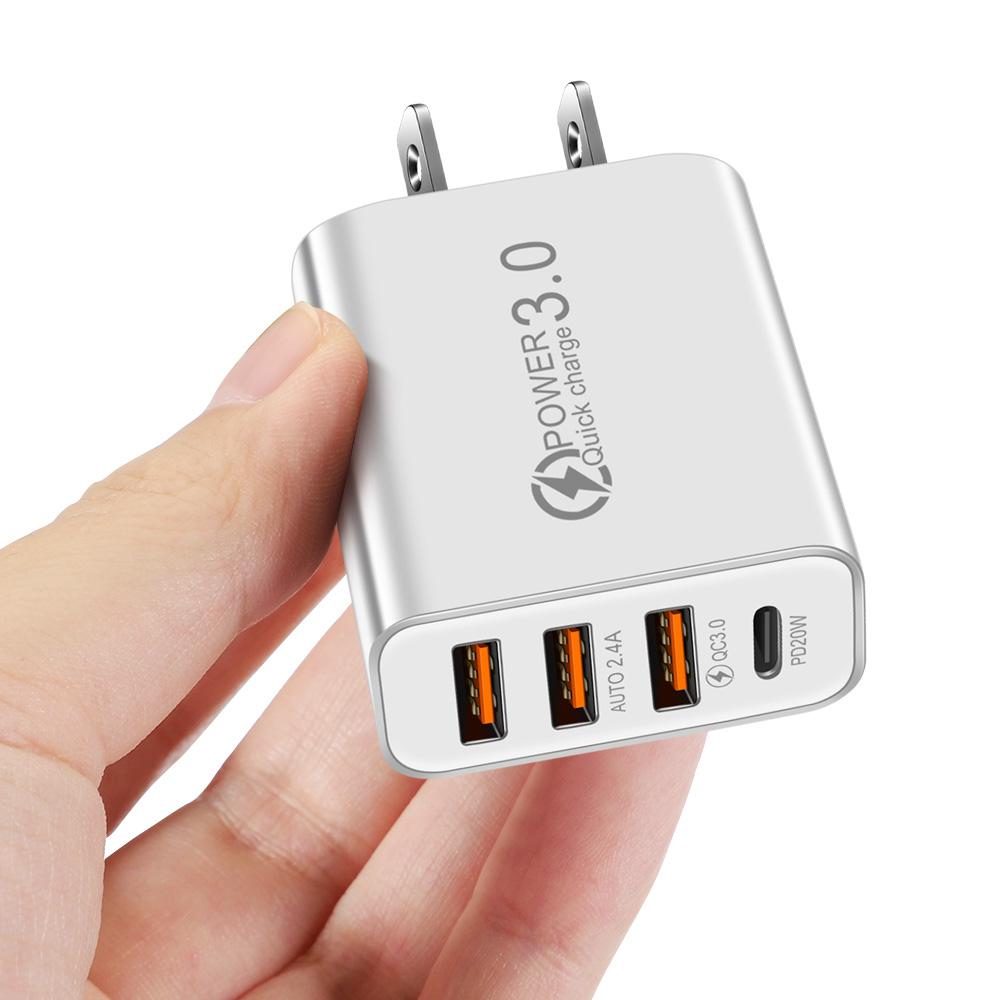 3 USB Зарядное устройство для телефона Type-C Адаптер быстрой зарядки PD20W QC Быстрое зарядное устройство Мобильный телефон 5 В Вольт Источник питания USB-порт