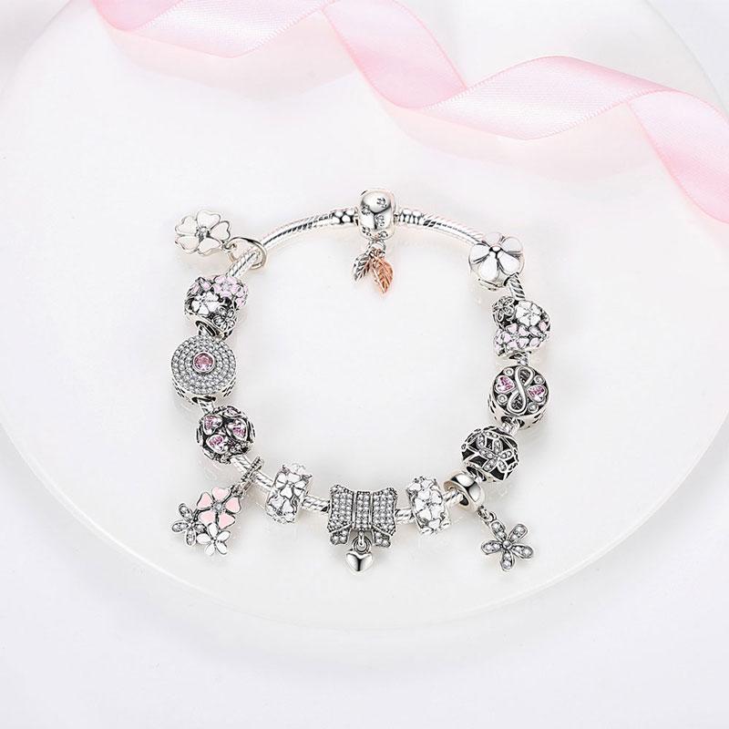 Romantic 925 Silver Heart To Heart Forever Love Charms Beads Fit Original Bracelet Bangle DIY Silver Jewelry