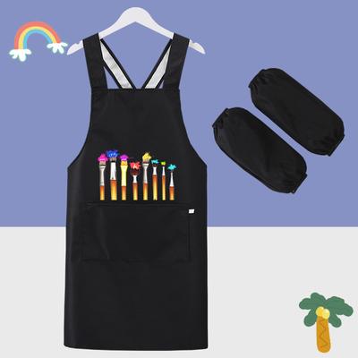 Водонепроницаемый фартук с художественной печатью, фартуки для еды на рюкзак для детей детского сада, легко моющийся и двусторонний детский фартук