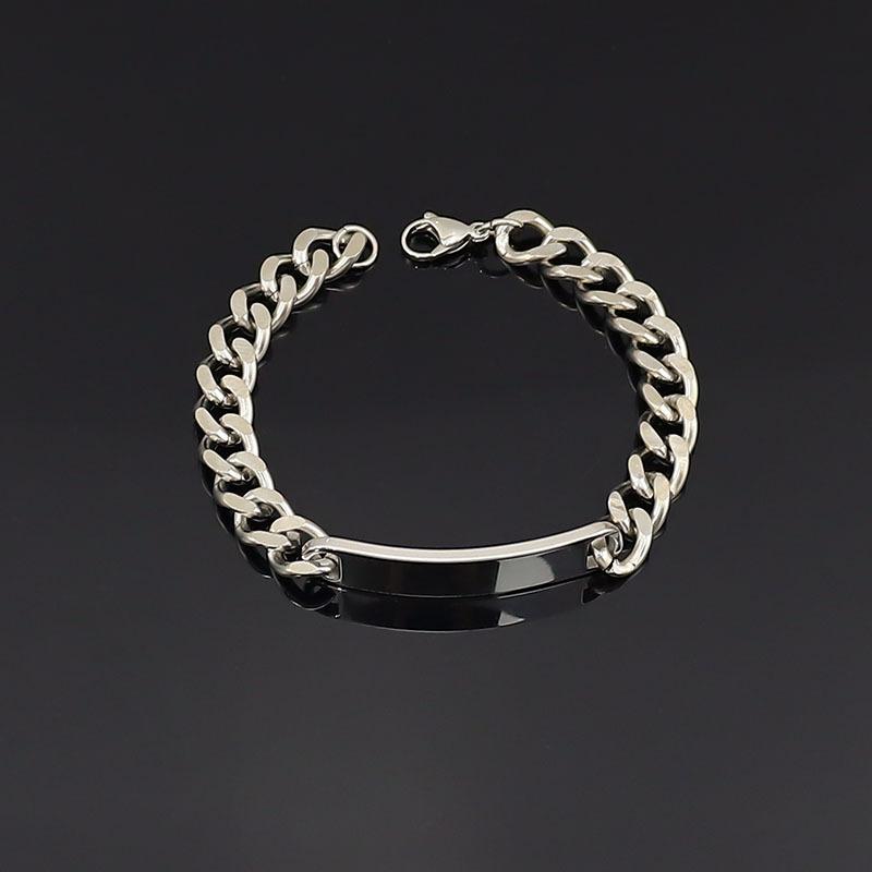 Титановая сталь не выцветает крутой мужской грубый хип-хоп плоский браслет из нержавеющей стали с надписью