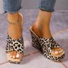 Lucyever Сексуальные босоножки на высоком каблуке с леопардовым принтом, женские летние тапочки на платформе с квадратным носком, женские модные шлепанцы на толстой подошве