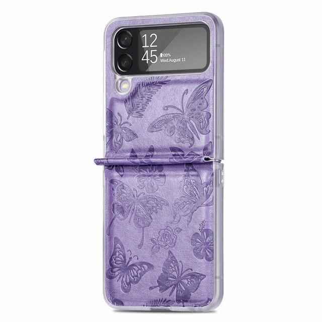 Для Samsung Galaxy Z Flip 4 Zflip4 винтажный элегантный кожаный складной противоударный защитный чехол с принтом бабочки, аксессуары