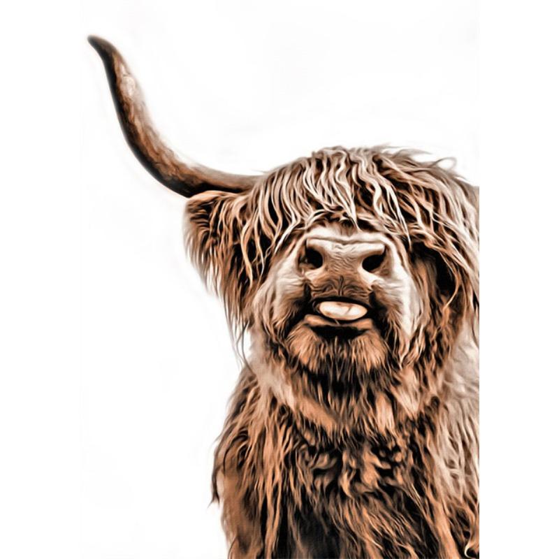 Абстрактные милые картины на холсте с изображением коров Хайленд, акварельные постеры и принты с изображением коров Хайленд, настенные художественные картины для домашнего декора