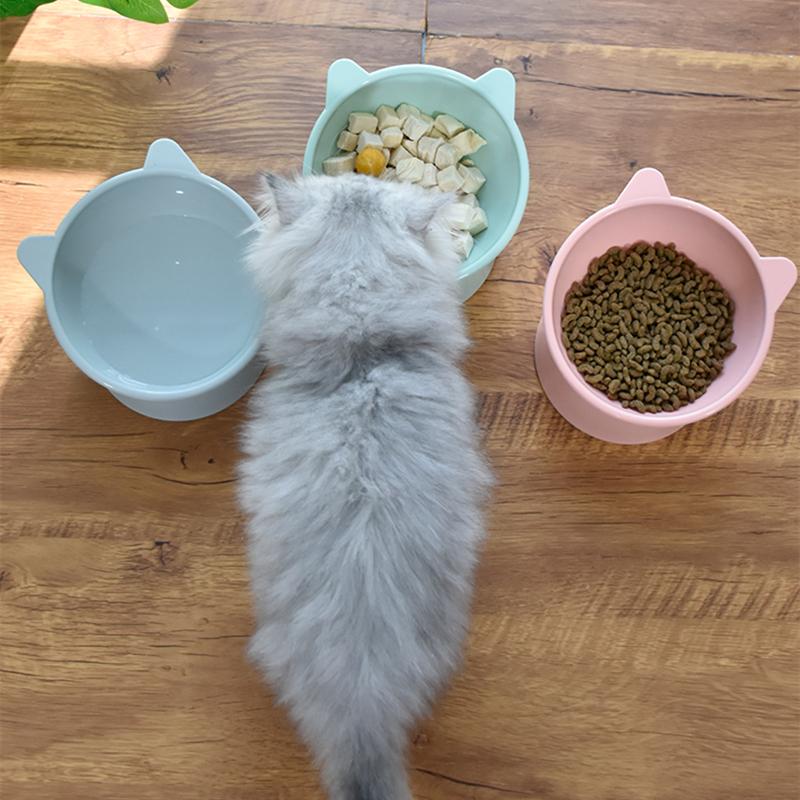 Новая миска для кошек и собак, миска для собак с высокой ножкой, защита для шеи 45 °, миска для воды для корма для домашних животных, антиопрокидывающаяся бинауральная миска для кормления домашних животных
