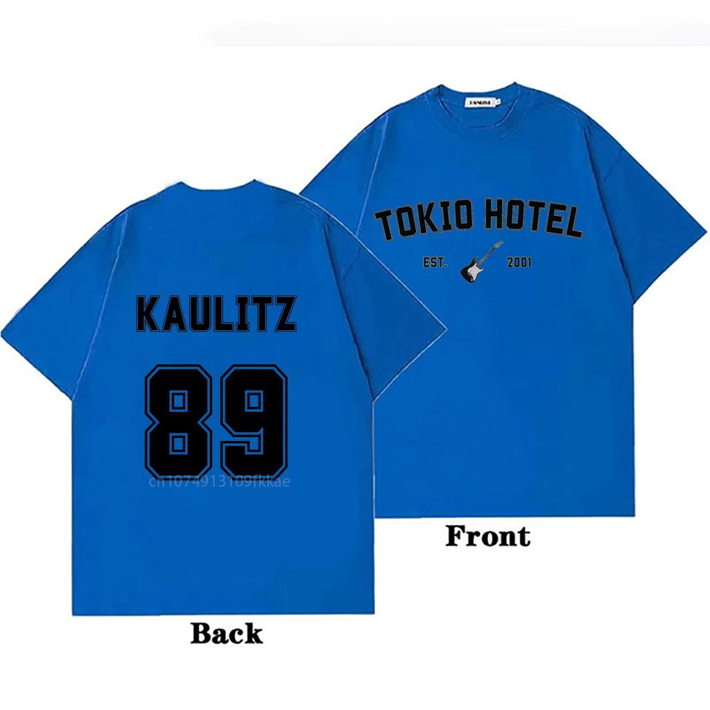 Tokio Hotel Cotton T-shirt Rock Band Kaulitz Back Print Germany Summer Short Sleeve Black Tee Women Plain Clothes