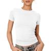 Женские топы, модные базовые футболки с круглым вырезом и коротким рукавом, облегающие милые укороченные топы, рубашки, повседневная женская летняя одежда