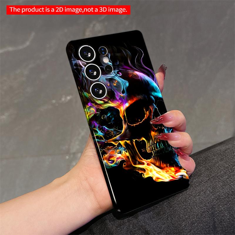 2DFlat Samsung phone case Vibrant Skull Flame Art Phone Case Applicable to Galaxy S23 S24 S25ULTRA S26 A12 A14 A15 A16 A54 A55