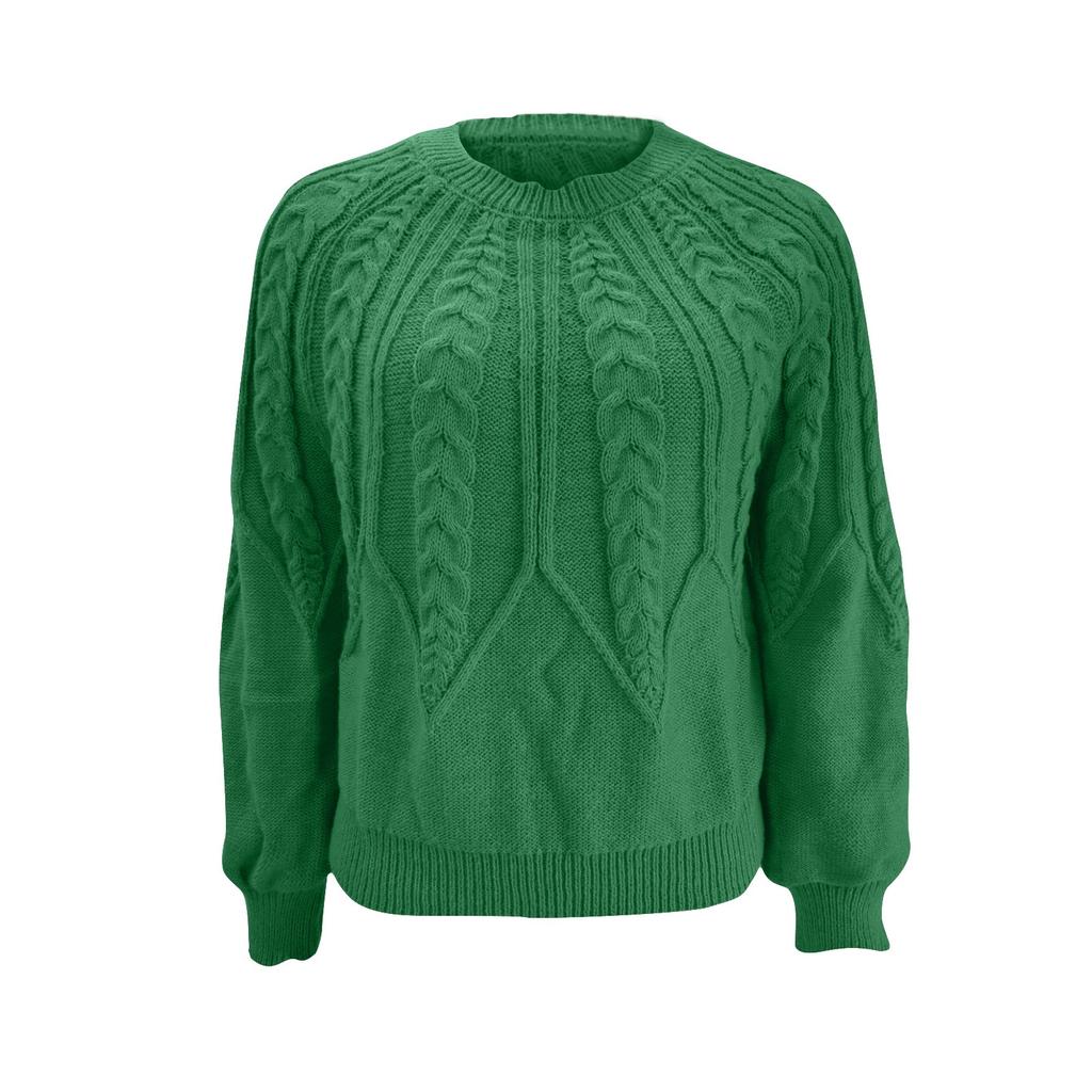 Women's Solid Color Crew-neck Long Sleeve Thread Solid Color Casual Sweater Top