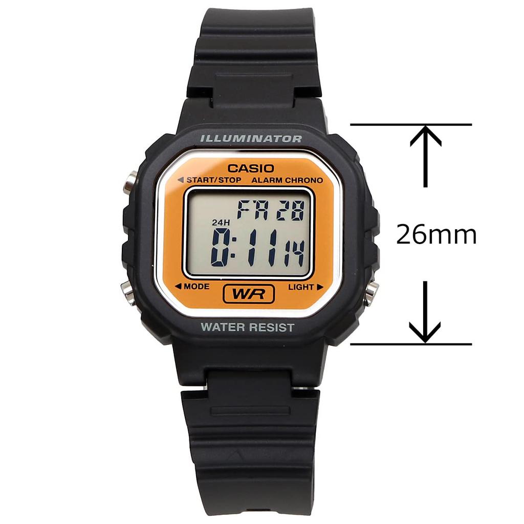 Casio Цифровые часы LA-20WH-9A для женщин и девушек, черно-оранжевые, международная модель [параллельный импорт]