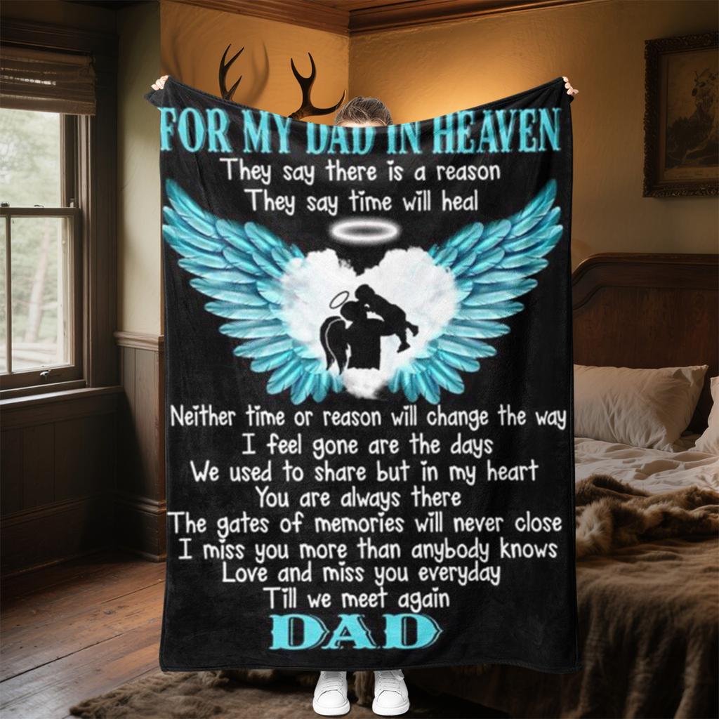 Memorial Dad Plush Blanket Soft Comfortable All Seasons Perfect Sofa Office Naps Outdoor Travel Makes Great Gift