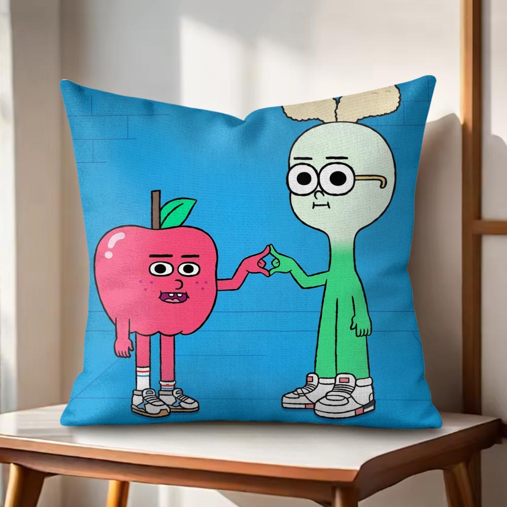 Anime Food AAppleSOnionS Cushion Cover Natural Linen Organic Fabric DoubleSided Printing Couch Pillow Covers Home Decor