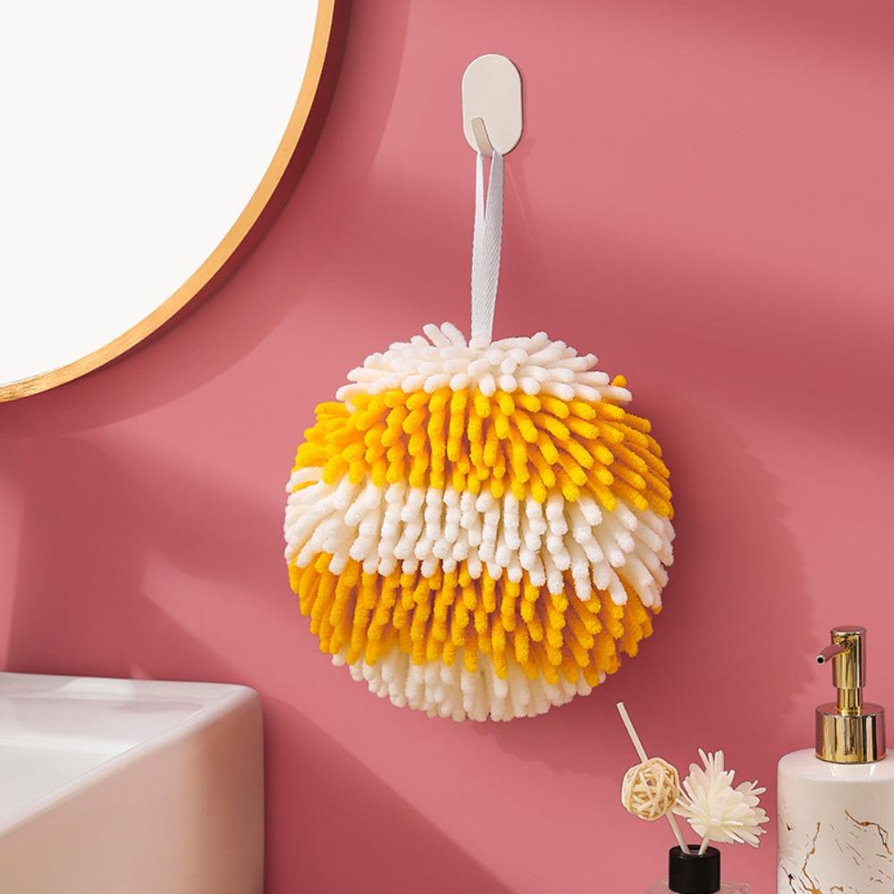 Soft Absorbent Hanging Hand Towel Quick Dry Microfiber Towels Comfortable Chenille Hand Ball  Home