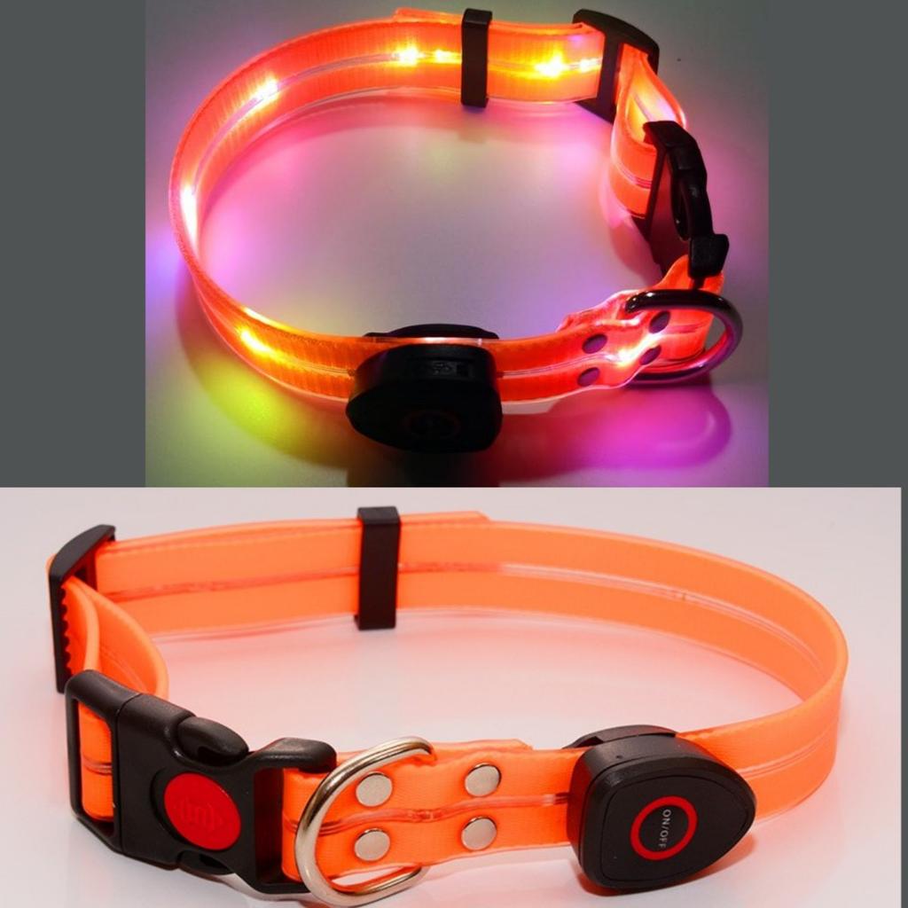 New Adjustable Led Glowing Pet Dog Collar PVC Waterproof Anti Dirty Easy To Clean for Big Small Dogs Puppy Cat Luminous Collar