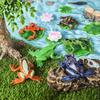 Oenux Пруд Озеро Животные Модель Лягушки Симуляция Лист Лотоса Головастик Фигурки ПВХ Миниатюрные Милые Обучающие Игрушки Детский Подарок