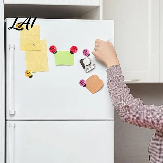 Refrigerator Magnets Decoration 4Pcs 3D Ladybug Magnet Mini Ladybird Resin Fridge Magnet Decorative Memo Note Holder for Kitchen Office Whiteboard