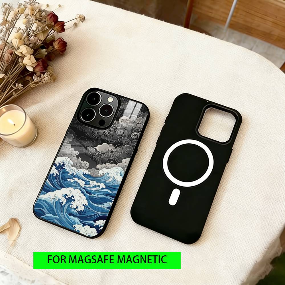 Great Wave Kanagawa Anime Phone Case For iPhone17,16,15,14,13,12,11 Plus,Pro Magnetic with Magsafe Wireless Charging