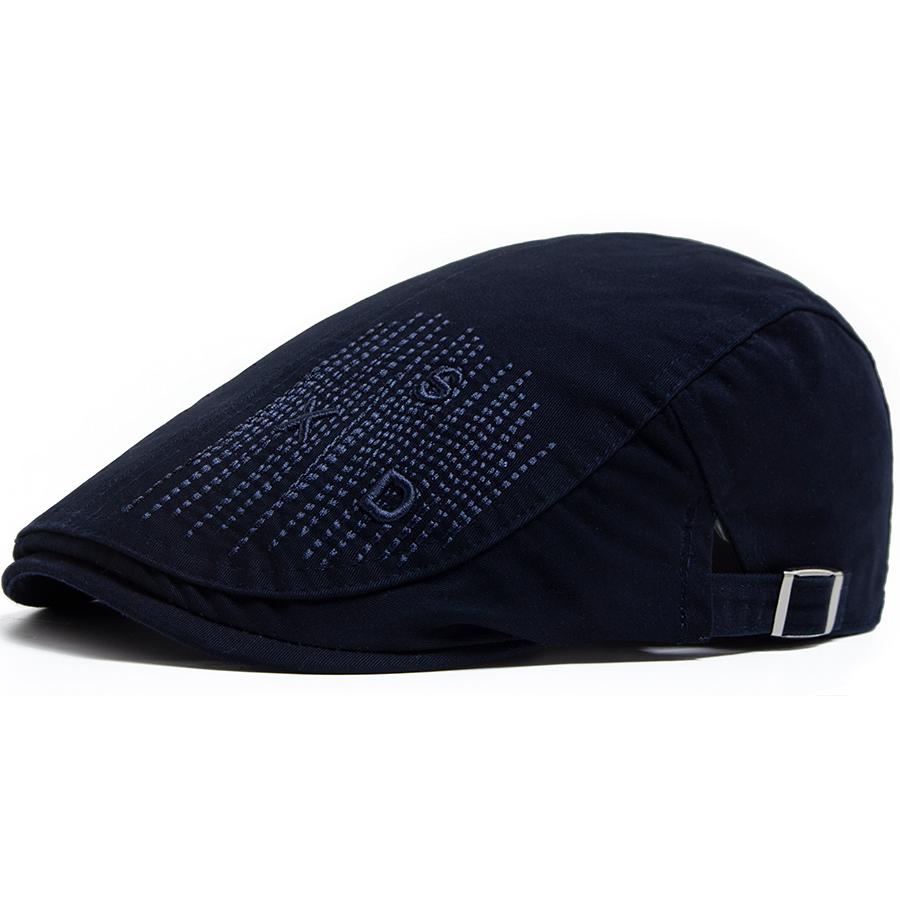 Новый мужской берет модная вышивка плоская кепка летний козырек для мужчин однотонный винтажный хлопок повседневные береты регулируемые