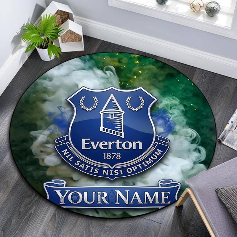 Custom Name Everton Round Area Rug,Carpet Rug for Living Room Bedroom Sofa Playroom Decor,Non-slip Floor Mat